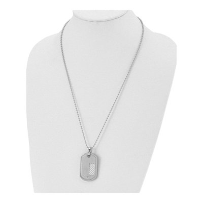 Stainless Steel Diamond Dog Tag Pendant Necklace – view 5