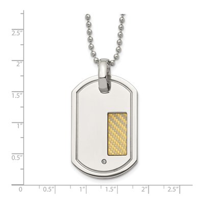 Stainless Steel Diamond Dog Tag Pendant Necklace – view 6
