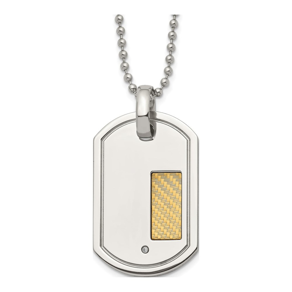 Men's Stainless Steel Diamond Dog Tag Necklace
