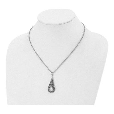 Stainless Steel Marcasite Cat's Eye Pendant Necklace – view 5
