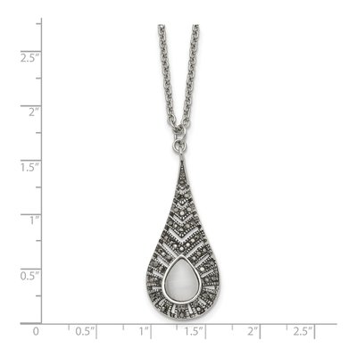 Stainless Steel Marcasite Cat's Eye Pendant Necklace – view 6