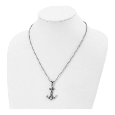 Stainless Steel CZ Anchor Pendant Necklace – view 5