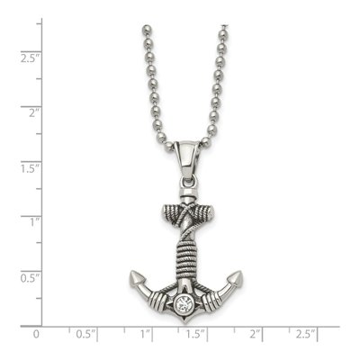 Stainless Steel CZ Anchor Pendant Necklace – view 6