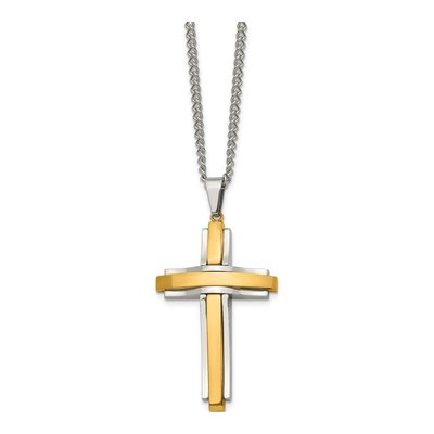 Stainless Steel IP Cross Pendant Necklace – view 4