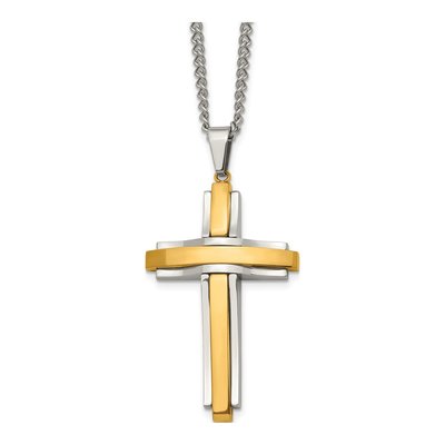 Stainless Steel IP Cross Pendant Necklace
