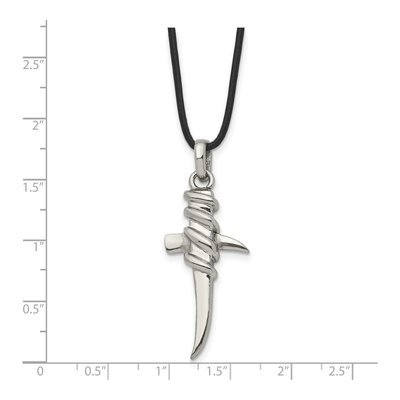 Stainless Steel Cross Leather Cord Necklace – view 6