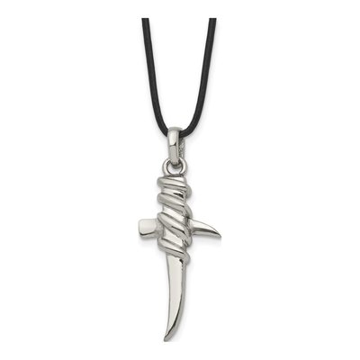 Stainless Steel Cross Leather Cord Necklace