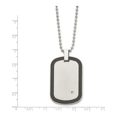 Stainless Steel Diamond Dog Tag Pendant Necklace – view 4