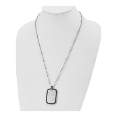 Stainless Steel Diamond Dog Tag Pendant Necklace – view 5
