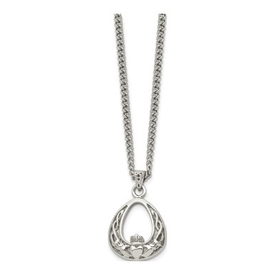 Stainless Steel Claddagh Pendant Necklace – view 4