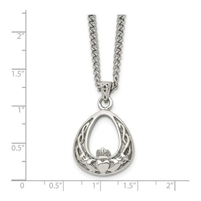 Stainless Steel Claddagh Pendant Necklace – view 6