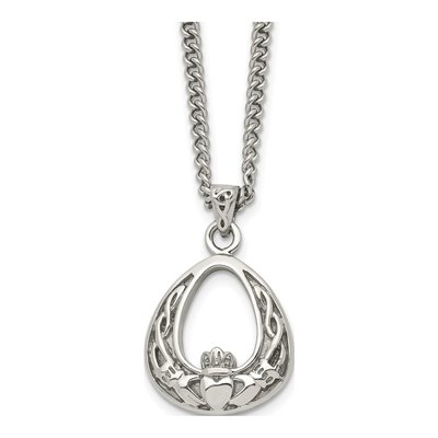 Stainless Steel Claddagh Pendant Necklace