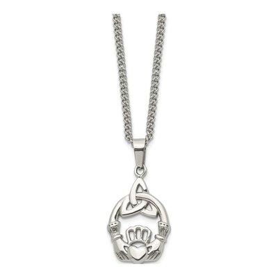 Stainless Steel Trinity Knot Claddagh Pendant Necklace – view 4