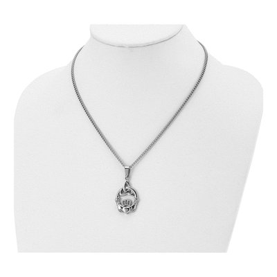 Stainless Steel Trinity Knot Claddagh Pendant Necklace – view 5