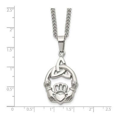 Stainless Steel Trinity Knot Claddagh Pendant Necklace – view 6