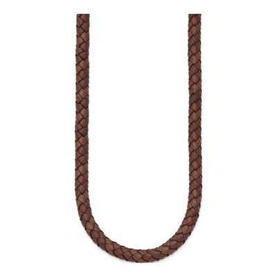 Stainless Steel Brown Leather Necklace – view 4