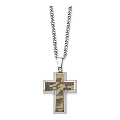 Stainless Steel Camo Cross Pendant Necklace – view 4