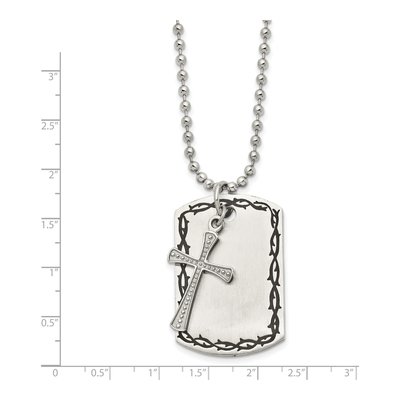 Stainless Steel Cross Dog Tag Pendant Necklace – view 4