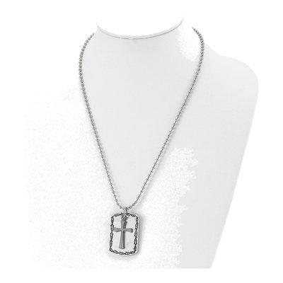 Stainless Steel Cross Dog Tag Pendant Necklace – view 5