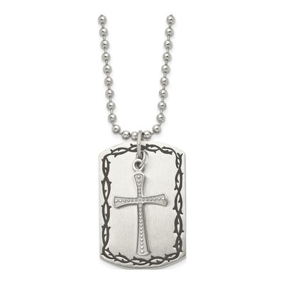 Stainless Steel Cross Dog Tag Pendant Necklace – view 6