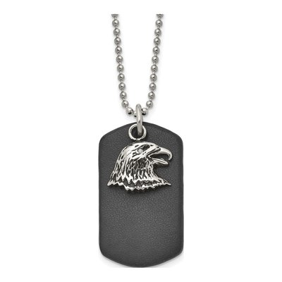 Stainless Steel Eagle Dog Tag Pendant Necklace