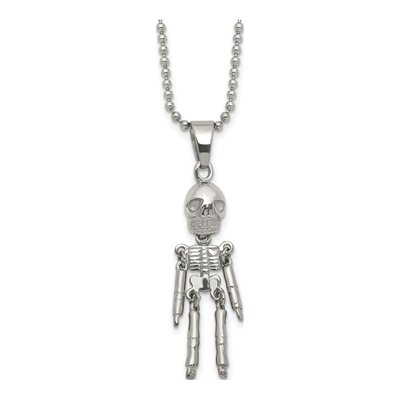 Stainless Steel Skeleton Ball Pendant Necklace