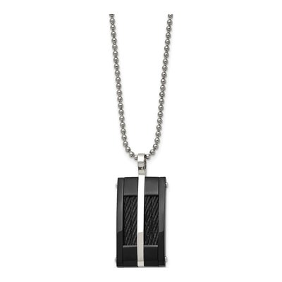 Black Stainless Steel Dog Tag Pendant Necklace – view 4