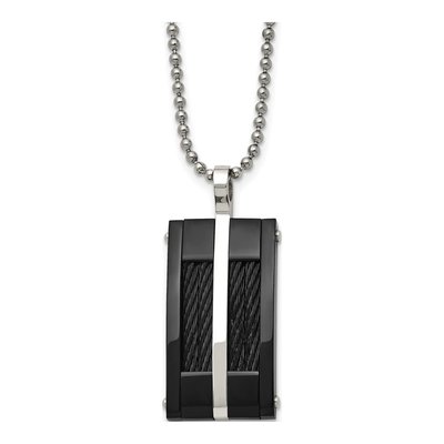 Black Stainless Steel Dog Tag Pendant Necklace