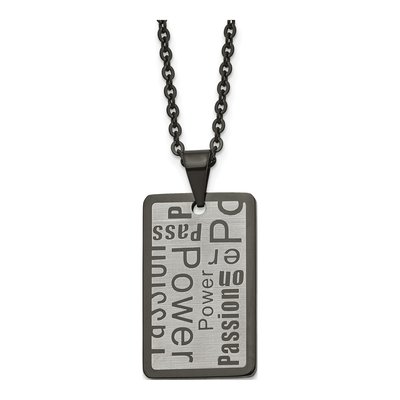 Black Stainless Steel Power Passion Pendant Necklace