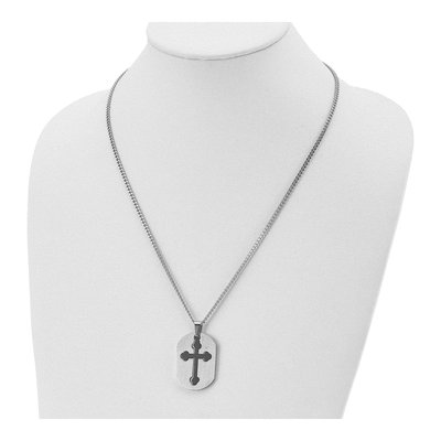 Black Stainless Steel Cross Dog Tag Pendant Necklace – view 6