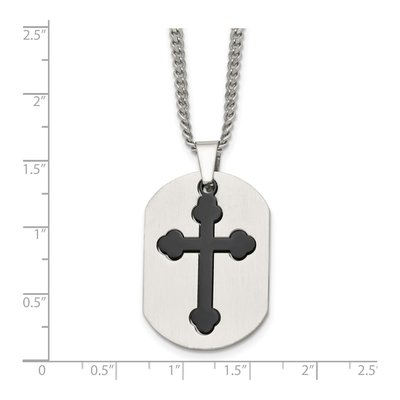 Black Stainless Steel Cross Dog Tag Pendant Necklace – view 7