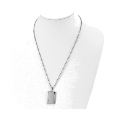 Stainless Steel CZ Dog Tag Pendant Necklace – view 5