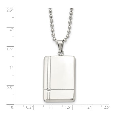 Stainless Steel CZ Dog Tag Pendant Necklace – view 6