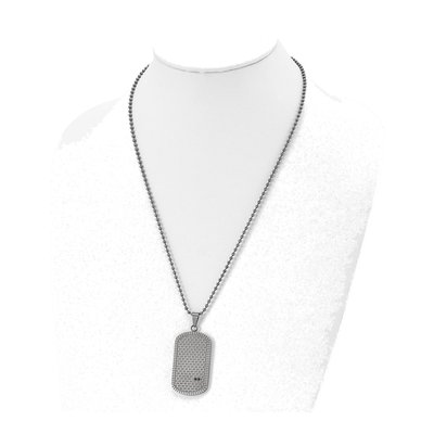 Black Stainless Steel CZ Dog Tag Pendant Necklace – view 5