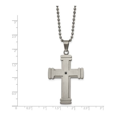 Stainless Steel CZ Cross Pendant Necklace – view 4