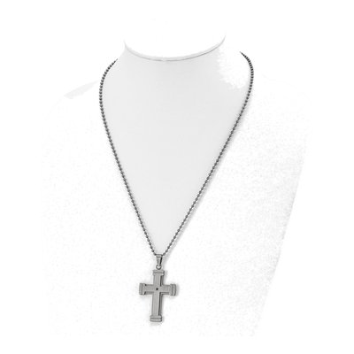 Stainless Steel CZ Cross Pendant Necklace – view 5