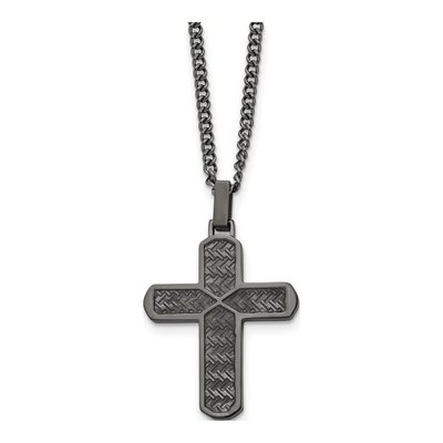 Black Stainless Steel Cross Pendant Necklace