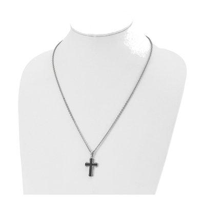 Black Stainless Steel Black Cross Pendant Necklace – view 5