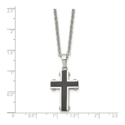 Black Stainless Steel Black Cross Pendant Necklace – view 6