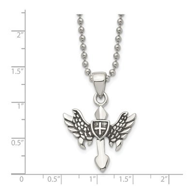 Stainless Steel Cross Wings Pendant Necklace – view 6