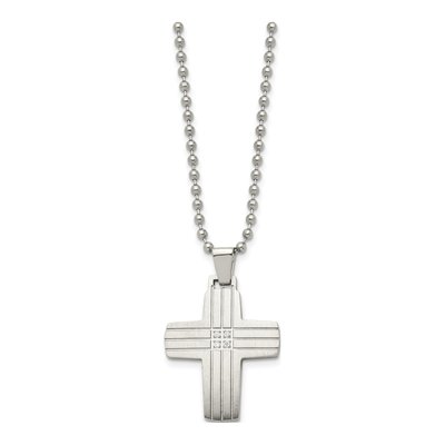 Stainless Steel CZ Cross Pendant Necklace – view 4