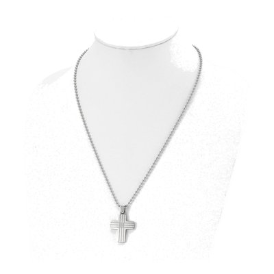 Stainless Steel CZ Cross Pendant Necklace – view 5