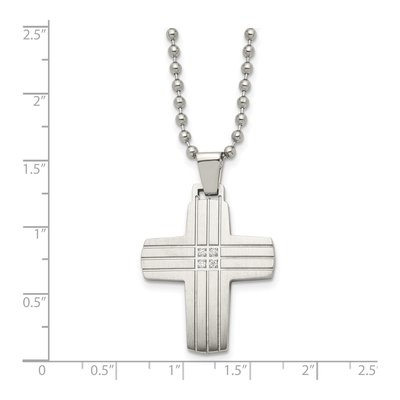 Stainless Steel CZ Cross Pendant Necklace – view 6