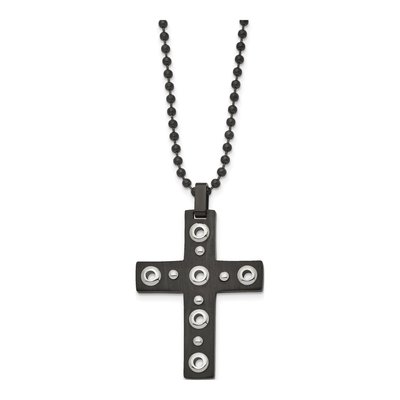 Black Stainless Steel Cross Pendant Necklace – view 4