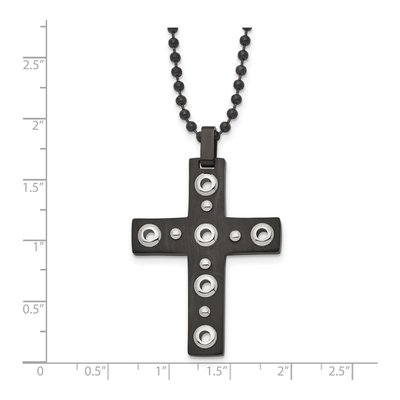Black Stainless Steel Cross Pendant Necklace – view 6