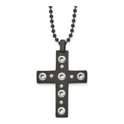 Black Stainless Steel Cross Pendant Necklace