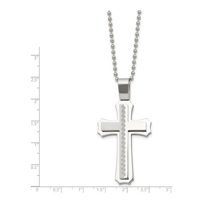 Stainless Steel Swirl Cross Pendant Necklace – view 4