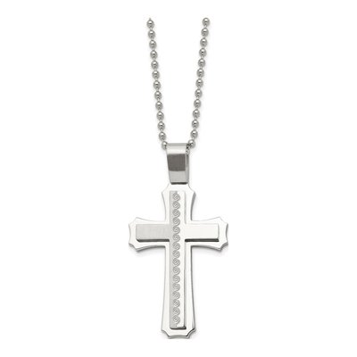Stainless Steel Swirl Cross Pendant Necklace