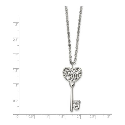 Stainless Steel Crystal Mom Heart Key Pendant Necklace – view 4
