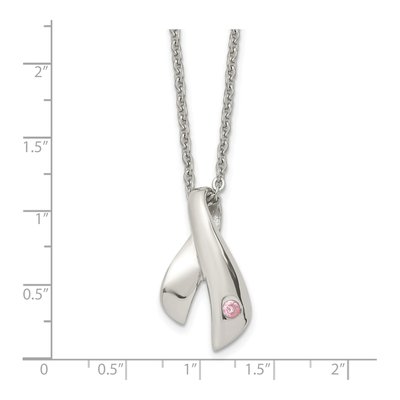 Stainless Steel CZ Awareness Pendant Necklace – view 6